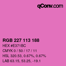 Color code: RGB 227 113 188 | qconv.com