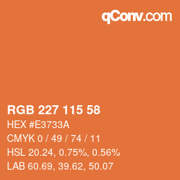 Color code: RGB 227 115 58 | qconv.com