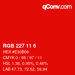 Color code: RGB 227 11 6 | qconv.com