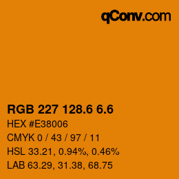 カラーコード: RGB 227 128.6 6.6 | qconv.com