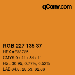 Color code: RGB 227 135 37 | qconv.com