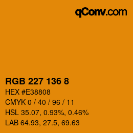 カラーコード: RGB 227 136 8 | qconv.com