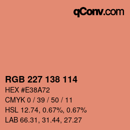 Color code: RGB 227 138 114 | qconv.com