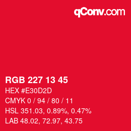 Color code: RGB 227 13 45 | qconv.com