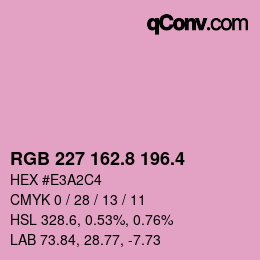 カラーコード: RGB 227 162.8 196.4 | qconv.com