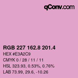 カラーコード: RGB 227 162.8 201.4 | qconv.com