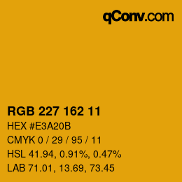 Color code: RGB 227 162 11 | qconv.com