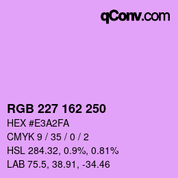 Color code: RGB 227 162 250 | qconv.com