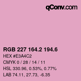 カラーコード: RGB 227 164.2 194.6 | qconv.com