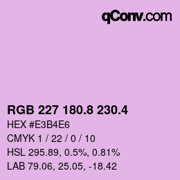 カラーコード: RGB 227 180.8 230.4 | qconv.com