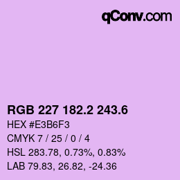 カラーコード: RGB 227 182.2 243.6 | qconv.com