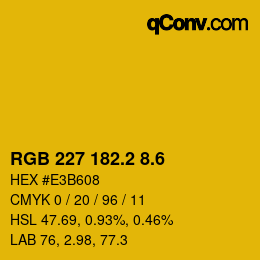 カラーコード: RGB 227 182.2 8.6 | qconv.com