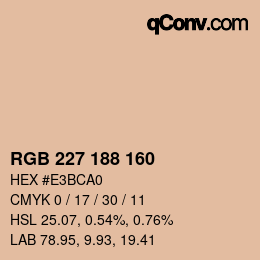 Color code: RGB 227 188 160 | qconv.com