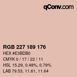 Color code: RGB 227 189 176 | qconv.com
