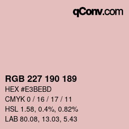Color code: RGB 227 190 189 | qconv.com