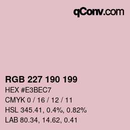 Color code: RGB 227 190 199 | qconv.com