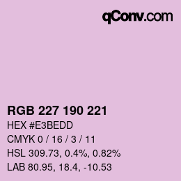 Color code: RGB 227 190 221 | qconv.com