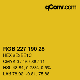Color code: RGB 227 190 28 | qconv.com
