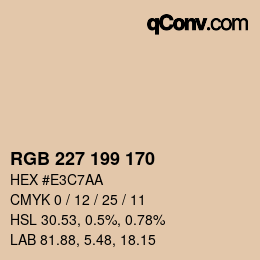 Color code: RGB 227 199 170 | qconv.com
