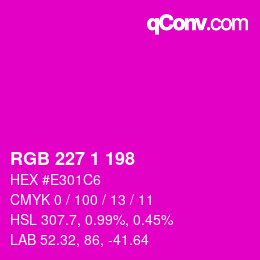 Color code: RGB 227 1 198 | qconv.com