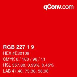 Color code: RGB 227 1 9 | qconv.com