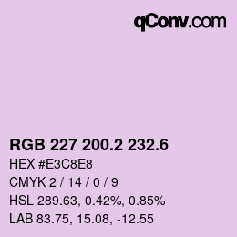 カラーコード: RGB 227 200.2 232.6 | qconv.com