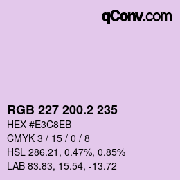 カラーコード: RGB 227 200.2 235 | qconv.com