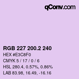 カラーコード: RGB 227 200.2 240 | qconv.com