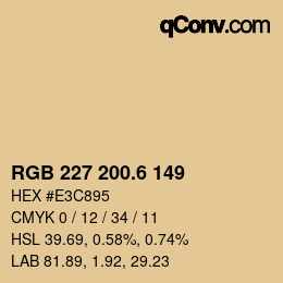 カラーコード: RGB 227 200.6 149 | qconv.com