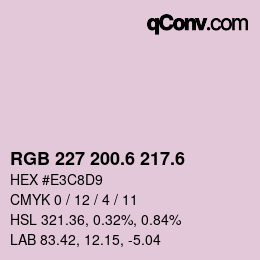 カラーコード: RGB 227 200.6 217.6 | qconv.com
