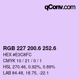 カラーコード: RGB 227 200.6 252.6 | qconv.com
