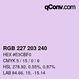 Color code: RGB 227 203 240 | qconv.com