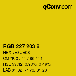 Color code: RGB 227 203 8 | qconv.com