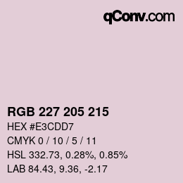 Color code: RGB 227 205 215 | qconv.com