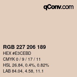 颜色代码: RGB 227 206 189 | qconv.com