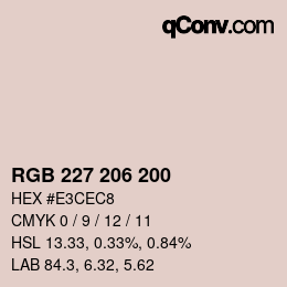 カラーコード: RGB 227 206 200 | qconv.com
