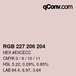 Color code: RGB 227 206 204 | qconv.com