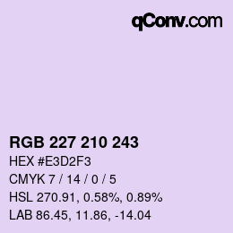 Color code: RGB 227 210 243 | qconv.com