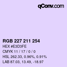 Color code: RGB 227 211 254 | qconv.com