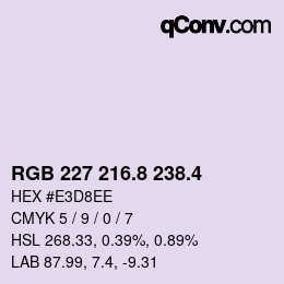 カラーコード: RGB 227 216.8 238.4 | qconv.com