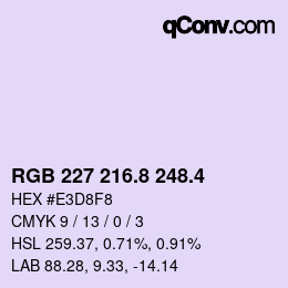 カラーコード: RGB 227 216.8 248.4 | qconv.com