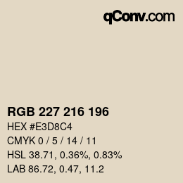 Color code: RGB 227 216 196 | qconv.com