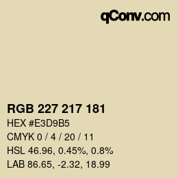 Color code: RGB 227 217 181 | qconv.com