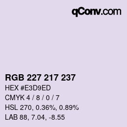 Color code: RGB 227 217 237 | qconv.com