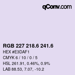 カラーコード: RGB 227 218.6 241.6 | qconv.com