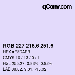 カラーコード: RGB 227 218.6 251.6 | qconv.com