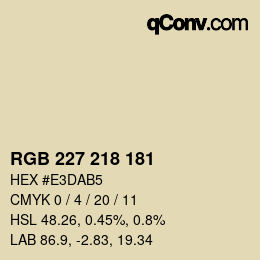 Color code: RGB 227 218 181 | qconv.com