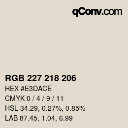 颜色代码: RGB 227 218 206 | qconv.com