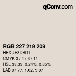 颜色代码: RGB 227 219 209 | qconv.com