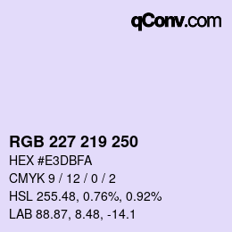 Color code: RGB 227 219 250 | qconv.com